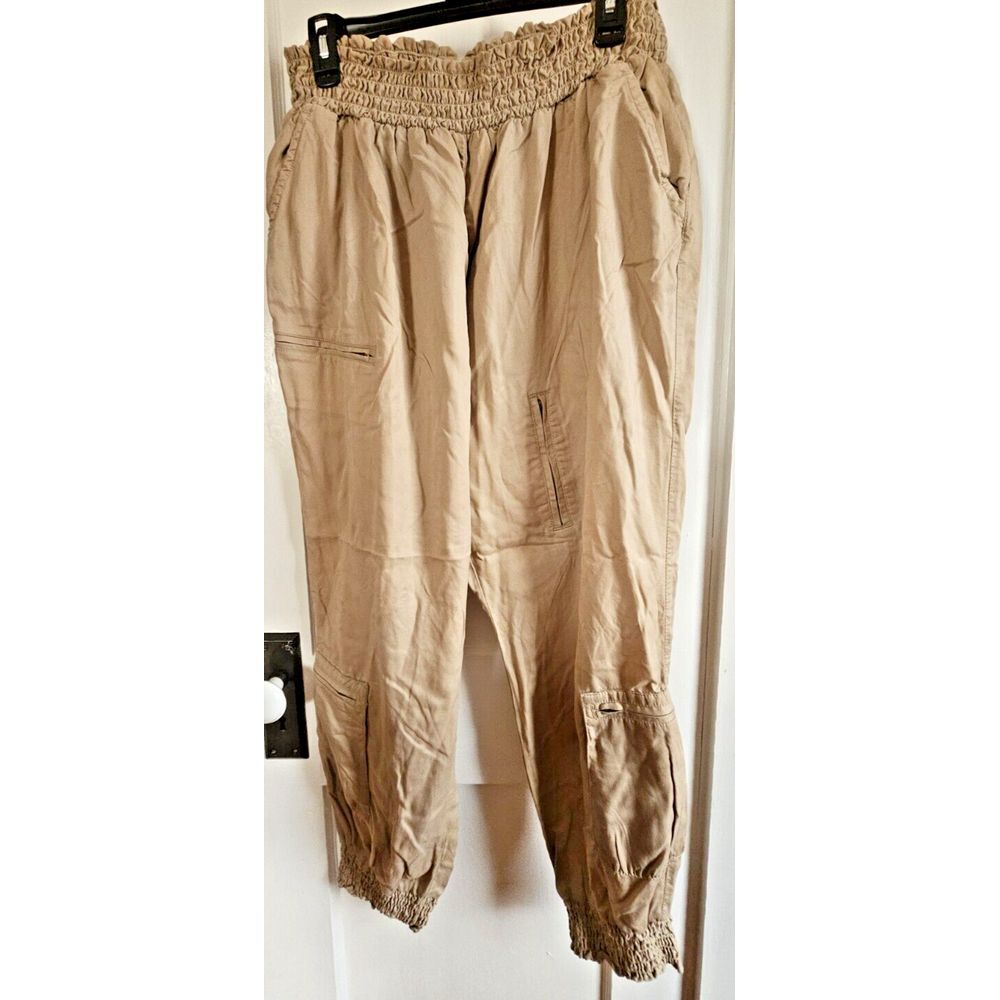 Ralph Lauren Denim & Supply women smocked waist hem‎ cargo jogger 100% Tencel XL